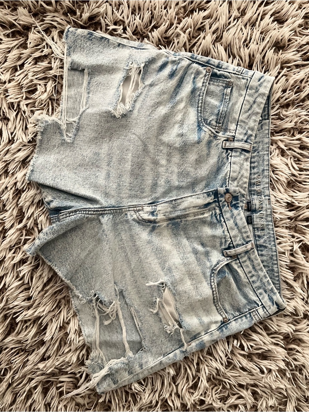 American Eagle Outfitters Light Blue Distressed Denim Shorts Size 18